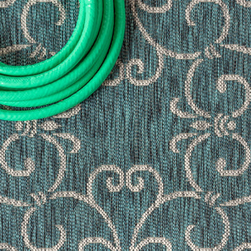 Charleston Vintage Filigree Textured Weave Indoor/outdoor Octagon Rug